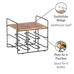 Stojan na víno Loft na 6 lahví, bambus/kov